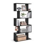 VASAGLE Bookshelf, 5-Tier Bookcase, Tall Display Shelf, Freestanding Storage Shelf, Room Divider, for Home Office, Living Room, Bedroom, Study, Ebony Black ULBC062T56
