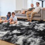 PAGISOFE Black White Grey Rugs for Living Room 5x8, Shag Fuzzy Fluffy Washable Rugs for Kids Room Playroom Classroom Dorm Shaggy Soft Carpet for Home Decor Aesthetic Plush Bedside Rug Modern Cool Rug