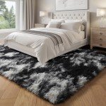 PAGISOFE Black White Grey Rugs for Living Room 5x8, Shag Fuzzy Fluffy Washable Rugs for Kids Room Playroom Classroom Dorm Shaggy Soft Carpet for Home Decor Aesthetic Plush Bedside Rug Modern Cool Rug