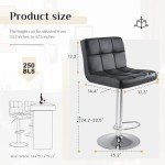 DUMOS Bar Stools Set of 4, 24 inch Counter Height Bar Stools, Upholstered Modern Kitchen Barstools with Metal Base, PU Leather Saddle Stools for Kitchen Island, Black