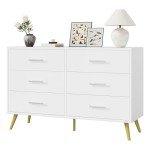 Shintenchi 6 Drawer Dresser, Wide Chest of Drawers Organizer Storage with Drawers, Large Storage Cabinet, Modern Design Dresser for Bedroom, Living Room, Porch, White