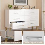 Shintenchi 6 Drawer Dresser, Wide Chest of Drawers Organizer Storage with Drawers, Large Storage Cabinet, Modern Design Dresser for Bedroom, Living Room, Porch, White