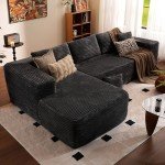 ovios 104" Cloud Sectional Couch with L-Shape Chaise,Modern Modular Sofa with Deep Seat, Upholstered Couches for Living Room Bedroom,No Assembly Required, Grey (Plush Corduroy Fabric)