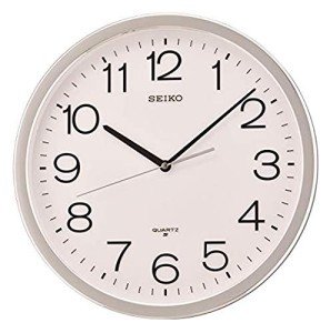 Seiko 14 Inch Classic Numbered Wall Clock, Silver
