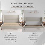 Jocisland Queen Bed Frame Upholstered Bed 51.2" High Platform Bed with Wingback Headboard/No Box Spring Needed/Easy Assembly/Brown