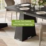 LITTLE TREE Dining Table for 6 People, Wooden Dining Table, Rectangle Table with Heavy Duty Legs, Modern Dining Table for Kitchen, Dining Room, Black