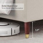 Jocisland Queen Bed Frame Upholstered Bed 51.2" High Platform Bed with Wingback Headboard/No Box Spring Needed/Easy Assembly/Brown