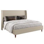 Jocisland Queen Bed Frame Upholstered Bed 51.2" High Platform Bed with Wingback Headboard/No Box Spring Needed/Easy Assembly/Brown