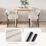 Sweetcrispy Dining Chairs Set of 4, Boucle Upholstered Modern Mid Century Round Kitchen Chairs with Curved Backrest & Metal Legs for Vanity, Living Room - Beige