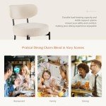Sweetcrispy Dining Chairs Set of 4, Boucle Upholstered Modern Mid Century Round Kitchen Chairs with Curved Backrest & Metal Legs for Vanity, Living Room - Beige