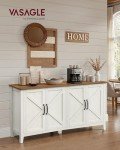 VASAGLE Storage Cabinet, Buffet Cabinet, Sideboard, Credenza, with Adjustable Shelves, for Living Room, Entryway, Rustic White and Honey Brown ULSC381W01