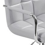 Yaheetech Modern Bar Stools Set of 2 Swivel Kitchen Stool Height Adjustable Square Counter Stool with Back&Armrest PU Leather Stool, Light Grey