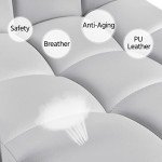 Yaheetech Modern Bar Stools Set of 2 Swivel Kitchen Stool Height Adjustable Square Counter Stool with Back&Armrest PU Leather Stool, Light Grey