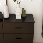 Modern 6 Drawer Dresser for Bedroom, Wood Wide Chest of Drawers Floor Storage Lateral Drawer Cabinet Organizer with Metal Handles for Home Office (Black)