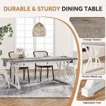 Tribesigns Farmhouse Dining Table for 6 People, 70.8-Inch Rectangular Wood Dining Table, Rustic Kitchen Table with Heavy Duty Metal Legs for Dining Room(Grey)