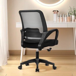 NEO CHAIR Office Ergonomic Executive Computer Desk Chair, Mesh Lumbar Support Adjustable Height Rolling Wheels Swivel Comfortable Modern Mid Back for Home Task Vanity Bedroom Study (Black)