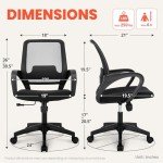 NEO CHAIR Office Ergonomic Executive Computer Desk Chair, Mesh Lumbar Support Adjustable Height Rolling Wheels Swivel Comfortable Modern Mid Back for Home Task Vanity Bedroom Study (Black)