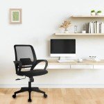 NEO CHAIR Office Ergonomic Executive Computer Desk Chair, Mesh Lumbar Support Adjustable Height Rolling Wheels Swivel Comfortable Modern Mid Back for Home Task Vanity Bedroom Study (Black)