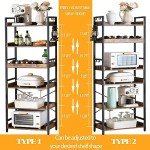 HCHQHS Adjustable 6 Tier Open Bookcase, Rustic Farmhouse Book Shelves, Industrial Wood and Black Metal Bookshelves, Mid Century Bookcase for Home Office Living Room Bedroom