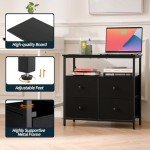 Yoobure Night Stand with Charge Station, Nightstand with 4 Drawers Bedside Table, LED Dresser with Storage Shelf, Night Stands for Bedroom, Side Table 3-Tier Wood End Table for Home, Office Black