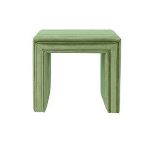HomePop Modern Channel Tufted Velvet Ottoman Home Décor|Ottoman for Living Room & Bedroom - Green
