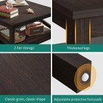 YITAHOME 2-Tier Square Coffee Tables with Storage,Coffee Table for Living Room,Center Table Coffee Table for Home,Wood Living Room Table Industrial Small Farmhouse Cocktail Table, Deep Espresso