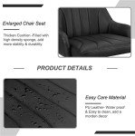 VECELO Bar Stools Set of 2, Adjustable Barstools, Counter Height Stools with Back and Arm, Kitchen Island Stools, Swivel PU Chairs for Pub, Dining Room, Modern Style, Black