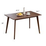 Forevich Dining Table Rectangular Kitchen Dining Room 100% Solid Bamboo Wooden Square Mid Century Table for Small Space 47 inch Chestnut Brown