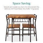 Best Choice Products 3-Piece Modern Dining Set, Space Saving Dinette for Kitchen, Dining Room, Small Space w/Steel Frame, Built-in Storage Rack - Brown