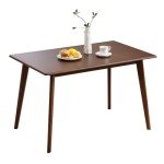 Forevich Dining Table Rectangular Kitchen Dining Room 100% Solid Bamboo Wooden Square Mid Century Table for Small Space 47 inch Chestnut Brown