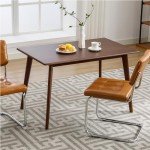 Forevich Dining Table Rectangular Kitchen Dining Room 100% Solid Bamboo Wooden Square Mid Century Table for Small Space 47 inch Chestnut Brown