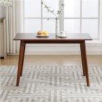 Forevich Dining Table Rectangular Kitchen Dining Room 100% Solid Bamboo Wooden Square Mid Century Table for Small Space 47 inch Chestnut Brown