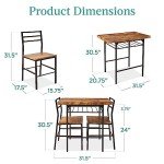 Best Choice Products 3-Piece Modern Dining Set, Space Saving Dinette for Kitchen, Dining Room, Small Space w/Steel Frame, Built-in Storage Rack - Brown