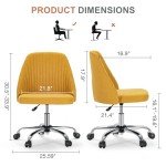 DUMOS Office Desk Chair, Modern Cute Rolling Vanity Swivel Task Chairs with Wheels, Comfortable Back Seat Armless for Home, Bedrooms, Office, Study, Student, Adults, Make-up, Dressing Room, Yellow