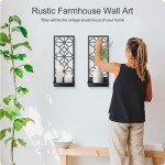Black Metal Wall Decor, Minimalist Retro Wall Art, Wall Candle Holder, Farmhouse Rustic Bathroom Wall Art, Aesthetics Wall Hanging for Living Room Bedroom Bathroom (2 Pack, 16.5 x 7 in)