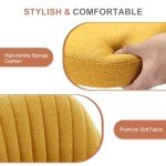 DUMOS Office Desk Chair, Modern Cute Rolling Vanity Swivel Task Chairs with Wheels, Comfortable Back Seat Armless for Home, Bedrooms, Office, Study, Student, Adults, Make-up, Dressing Room, Yellow