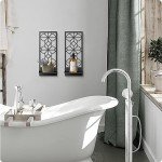 Black Metal Wall Decor, Minimalist Retro Wall Art, Wall Candle Holder, Farmhouse Rustic Bathroom Wall Art, Aesthetics Wall Hanging for Living Room Bedroom Bathroom (2 Pack, 16.5 x 7 in)