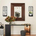 Black Metal Wall Decor, Minimalist Retro Wall Art, Wall Candle Holder, Farmhouse Rustic Bathroom Wall Art, Aesthetics Wall Hanging for Living Room Bedroom Bathroom (2 Pack, 16.5 x 7 in)