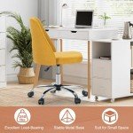 DUMOS Office Desk Chair, Modern Cute Rolling Vanity Swivel Task Chairs with Wheels, Comfortable Back Seat Armless for Home, Bedrooms, Office, Study, Student, Adults, Make-up, Dressing Room, Yellow