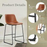 DUMOS 26 Inch Counter Height Bar Stools Set of 4, Modern Faux Leather High Barstools with Back and Metal Leg, Bar Chairs for Kitchen lsland, Brown