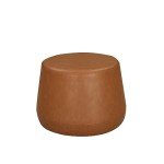Lifestyle Solutions 24” Waverly Ottoman Round Faux Leather Bench, Stationary Ottomans, Backless Chair, Footrest for Living Room, Footstool Office, Bedroom, Padded Seat, Caramel Brown