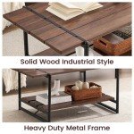 2-Tier Farmhouse 41'' Large Gray Wood Coffee Table with Storage Shelf -Modern Rustic Metal Rectangle Center Living Room Coffee Table Accent Furniture for Home Office,Easy Assembly(Walnut Brown)