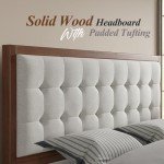 Jocisland Wood Platform Bed Frame Queen Size Upholstered Tufted Headboard/Solid Wood Be No Box Spring Needed,Walnut