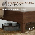 Jocisland Wood Platform Bed Frame Queen Size Upholstered Tufted Headboard/Solid Wood Be No Box Spring Needed,Walnut