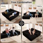 ovios 104" Cloud Sectional Couch with L-Shape Chaise,Modern Modular Sofa with Deep Seat, Upholstered Couches for Living Room Bedroom,No Assembly Required, Black (Corduroy Fabric)
