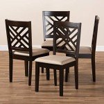 Baxton Studio Caron Dining Chair and Dining Chair Sand Fabric Upholstered Espresso Brown Finished Wood Dining Chair