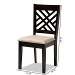 Baxton Studio Caron Dining Chair and Dining Chair Sand Fabric Upholstered Espresso Brown Finished Wood Dining Chair