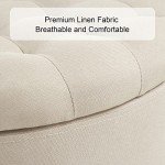 Furniliving Modern Round Storage Ottoman,Button Tufted Ottoman Foot Stools Ottoman Footstool with Removable Lid Storage Ottoman for Living Room, Bedroom, Makeup Room，Beige