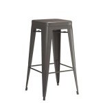 Furmax 30 Inches Metal Bar Stools Bar Height High Backless Stools Indoor Outdoor Stackable Kitchen Stools Set of 4 (Gun)