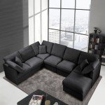 117" Modular Sectional Sofa,U-Shaped Chenille Sofa Couch with Movable Ottoman,Modern 7 Seat Cloud Sectional Couches for Living Room Office Home (Black, 117" U-7 Seater)
